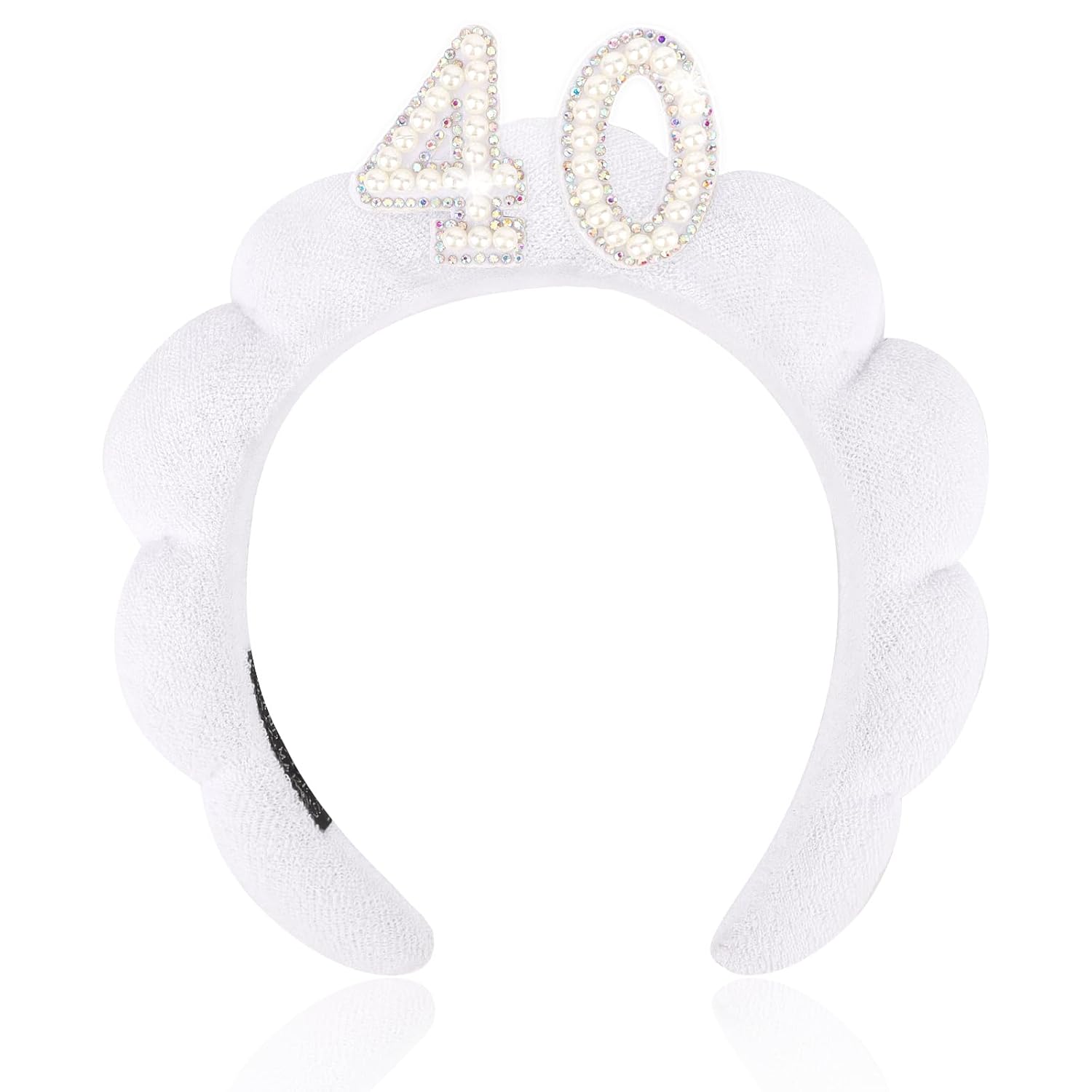 YARIEW 40th Birthday Decorations for Her 30th Birthday Headband for Women - Sparkling Rhinestone Pearl Bubble Headbands for