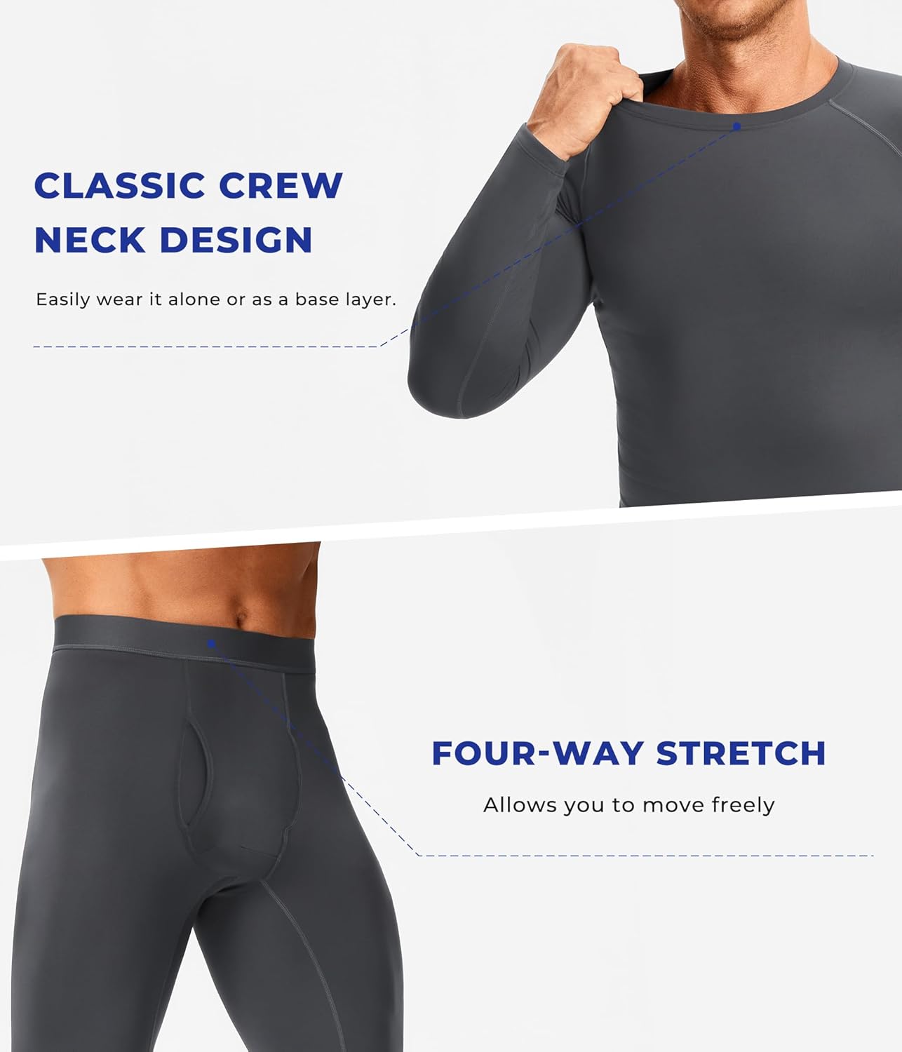 TAILONG Thermal Underwear for Men - Long Johns with Fleece Lined Base Layer Cold Weather Hunting Gear Top Bottom - Image 4