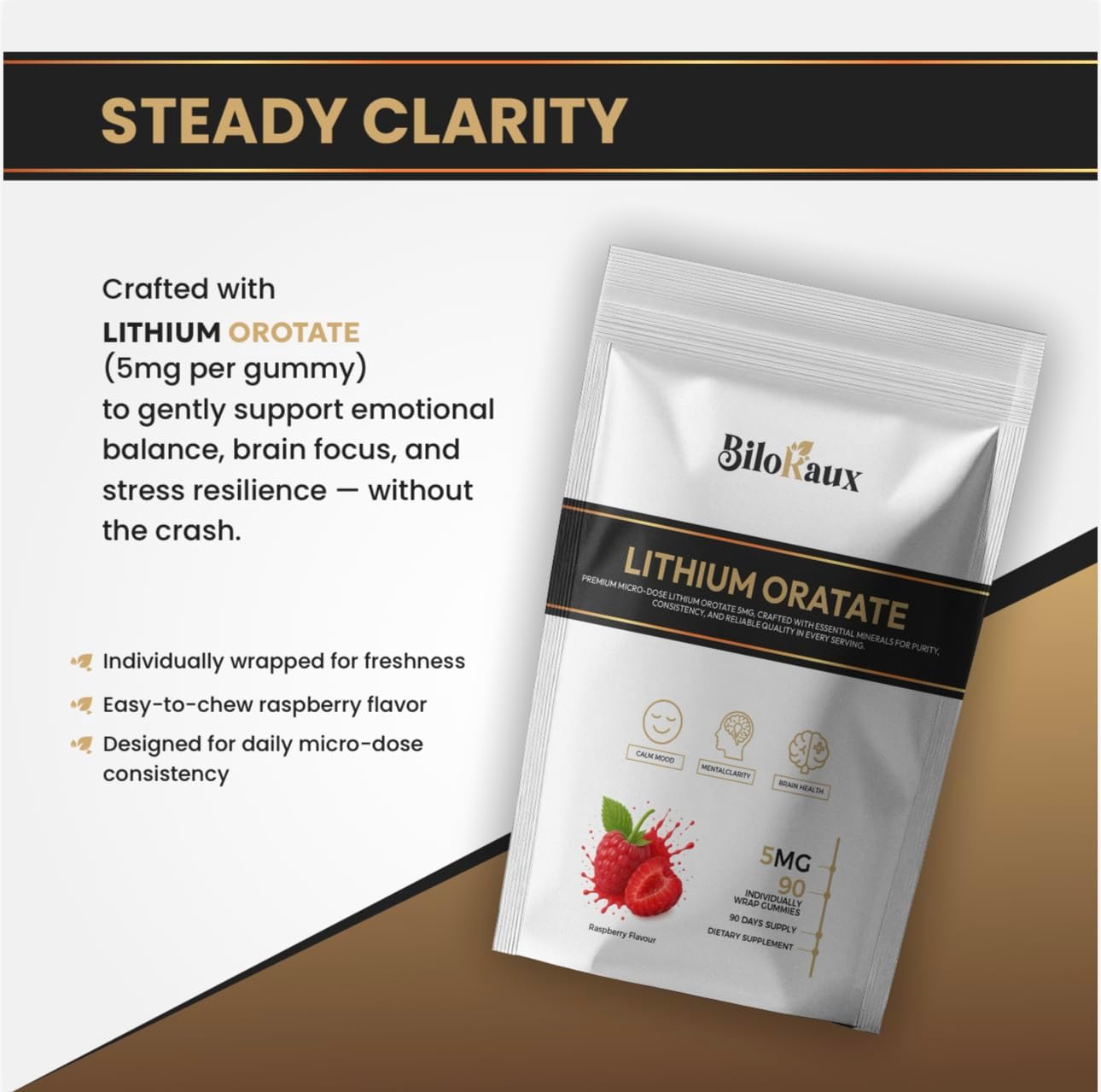 Lithium Orotate 5mg Gummies – Premium Microdose Lithium Supplement for Calm Balance & Focus – Natural Raspberry Flavour – 90 Vegan Gummies – Non-GMO, Third-Party Tested - Image 6