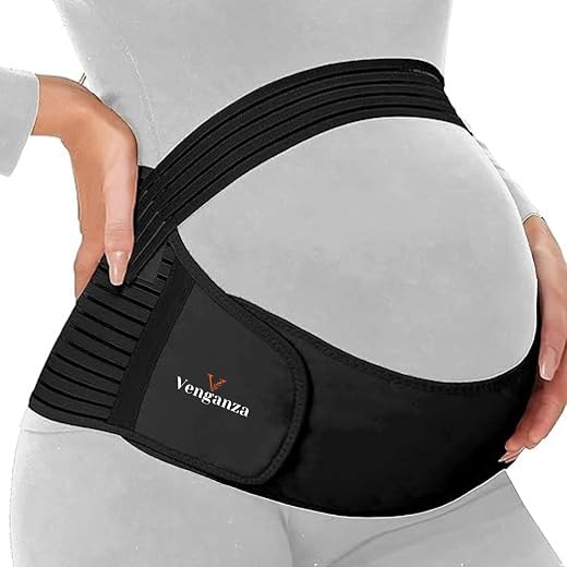 Venganza Pregnancy Support | Maternity Belt for Lower Back Pain Relief & Posture Support | Adjustable, Comfortable Design for Pregnent Women | (BLACK)