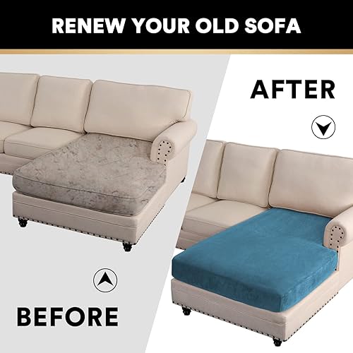 Vista 396 de PrinceDeco Fundas para sofá modular, 4 piezas, fundas de sofá para sofá seccional, fundas de terciopelo separadas para sofá seccional, en forma de L