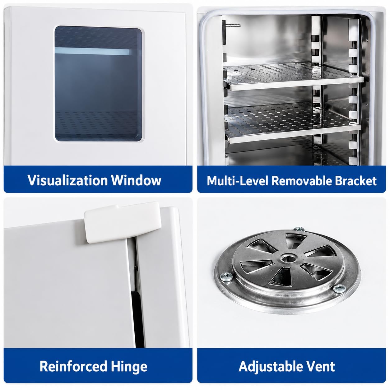 Horno de secado al vacío de laboratorio, 16 L, 1000 W, 50-300 °C, pantalla táctil PID, medidor de vacío, temporizador, alarma de sobrecalentamiento, cámara de acero inoxidable
