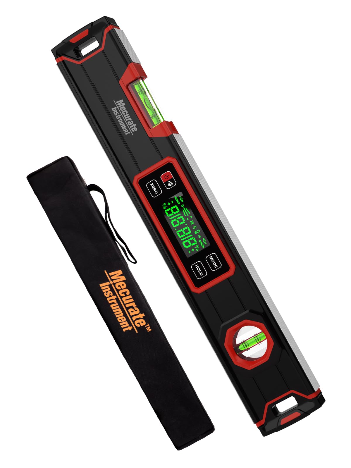 Mecurate 16-Inch Digital Level, Portable Electronic Angle Finder with Backlit Display, ±0.1° Accuracy, Magnetic Base, 4 Measurement Units, Compact Torpedo Smart Level Tool for DIY &amp; Professional Use