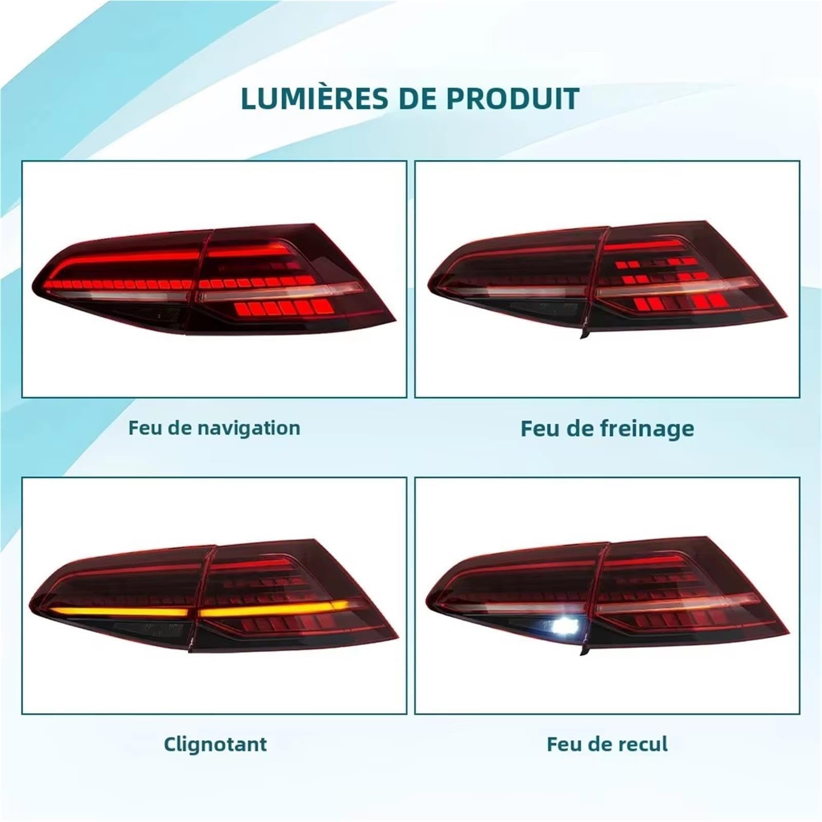 Genérico Para VW para Golf 7 7,5 2013-2020 Piloto trasero
