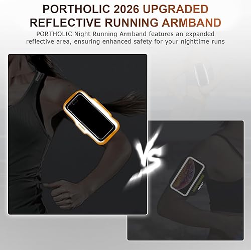 Vista 2 de PORTHOLIC 2025 Brazalete deportivo resistente al agua para teléfono móvil con correa extensible, ranura para tarjeta, hasta 17,5 cm (6,9")