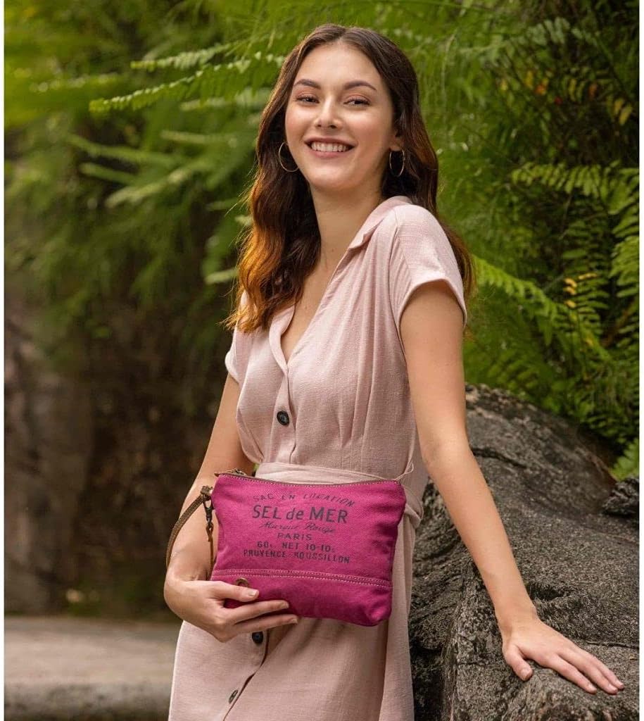 Myra Bag Just Pink Pouch Upcycled Cotton & Leathe S-2918