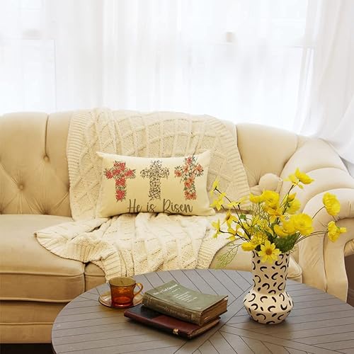 Miniatura 5 de He is Risen - Funda de almohada de Pascua, 12 x 20 pulgadas, decoración de primavera y Pascua, para sofá