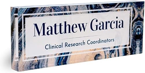 Miniatura 19 de Placa de Nombre de Escritorio de Acrílico Transparente Grueso Personalizada de 8x3" con Logo Personalizado - Decoración Profesional de Oficina