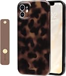 NITITOP Compatible with iPhone 16 Pro Max Case with Wrist Strap Cute Leopard Stylish Amber Tortoise Design for Women Girls Men Soft TPU Shockproof Full Camera Protective Cover - Brown2