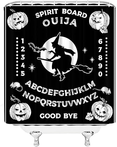 Miniatura 2 de GCTNBJL Oujia - Cortina de ducha con diseño de bruja aterradora, alquimia, magia, luna llena, alquimia, gótica, espeluznante, decoración de baño,