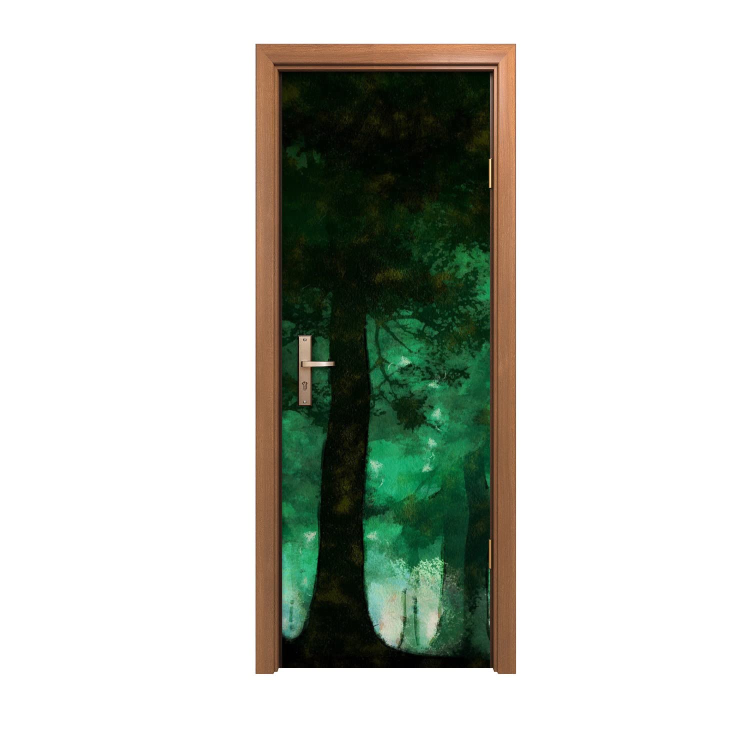 Autocollant de porte 70x200cm pour masquer les imperfections avec un décor arbres forestiers