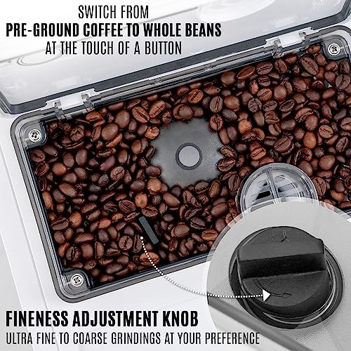 Image of Zulay Magia Fully Automatic Espresso Machine With Grinder - 19 Customizable Coffee Options - Includes Insulated Milk Container & Deluxe Espresso Cups - Auto-Cleaning For Easy Maintenance - OG White