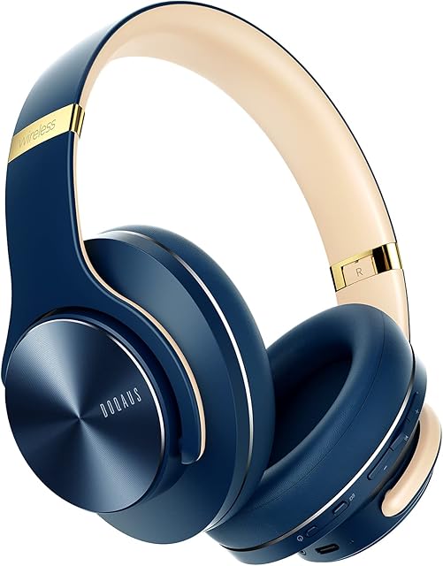 DOQAUS Bluetooth Headphones Over Ear, Wireless Headphones with Mic, 52 Hours Playtime, 3 EQ Modes, Foldable Headset with Soft Memory Protein Earpads, Bluetooth 5.0 & Wired Mode for Smartphone Laptop
