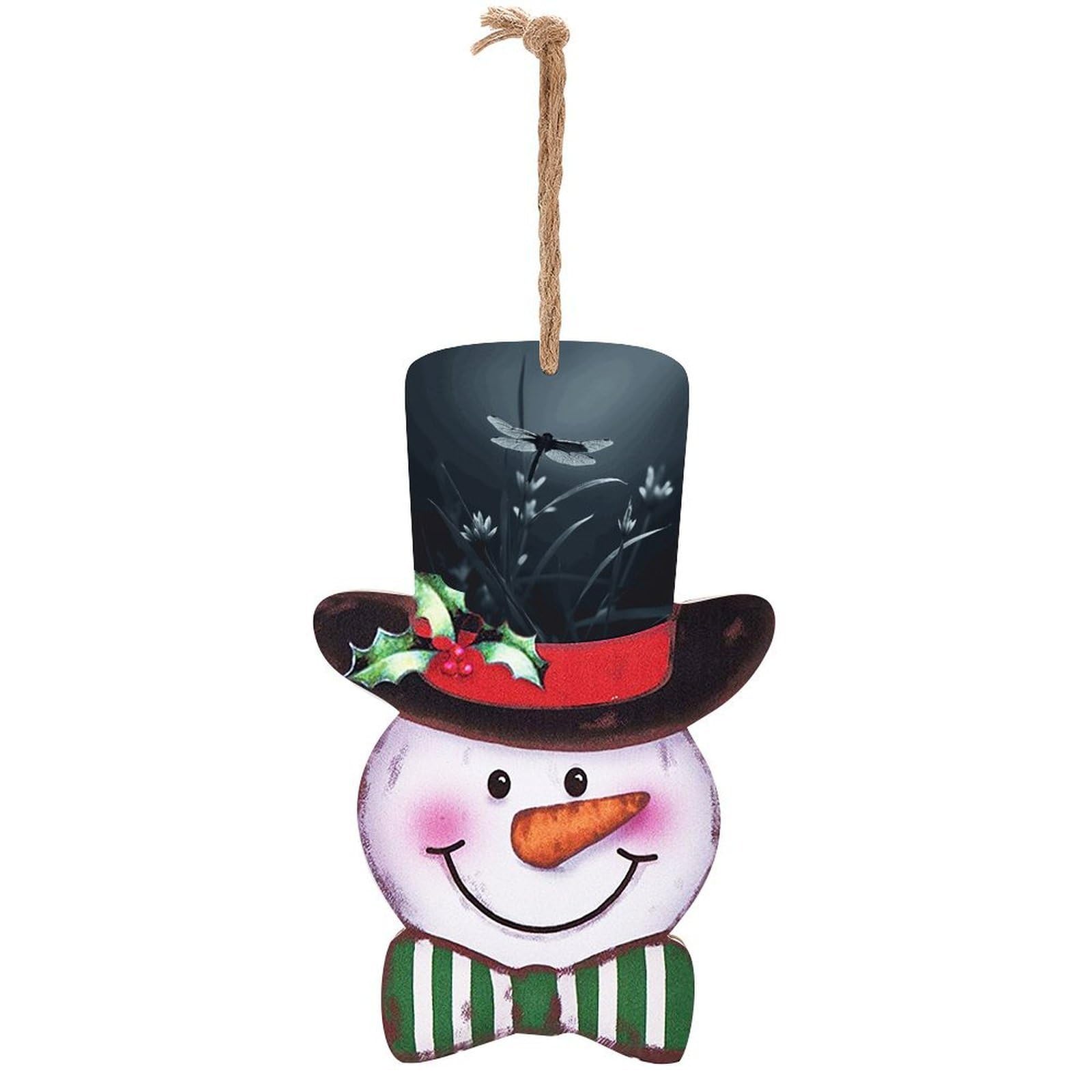 Dragonfly Silhouette Snowman Decor Christmas Snowmans Hanging Decors Wooden Exquisite Holiday Decoration Sign for Home Window Wall Farmhouse Indoor Outdoo