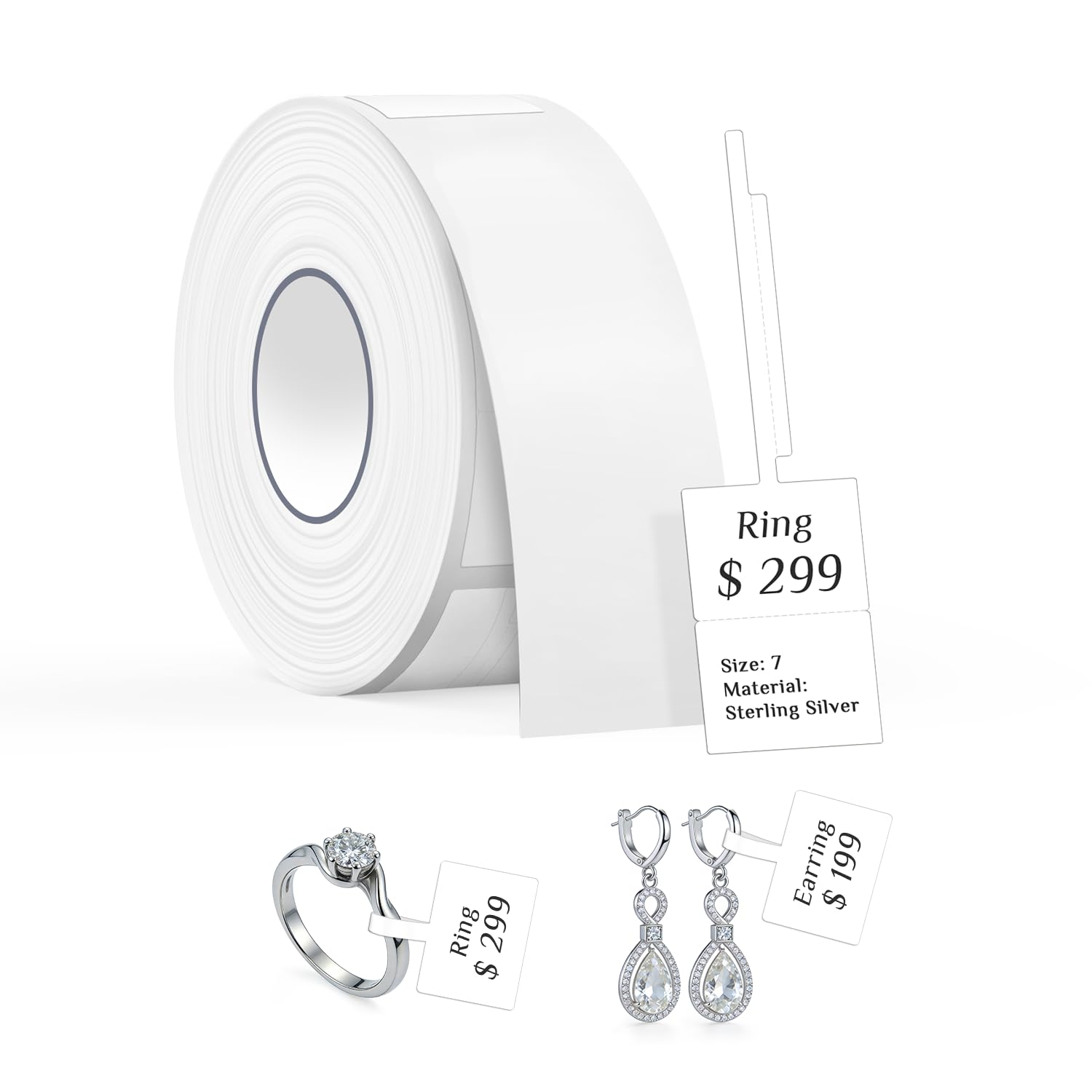 SUPVAN T50M Series Label Maker Tape, Jewelry Label 20x30+40mm, White