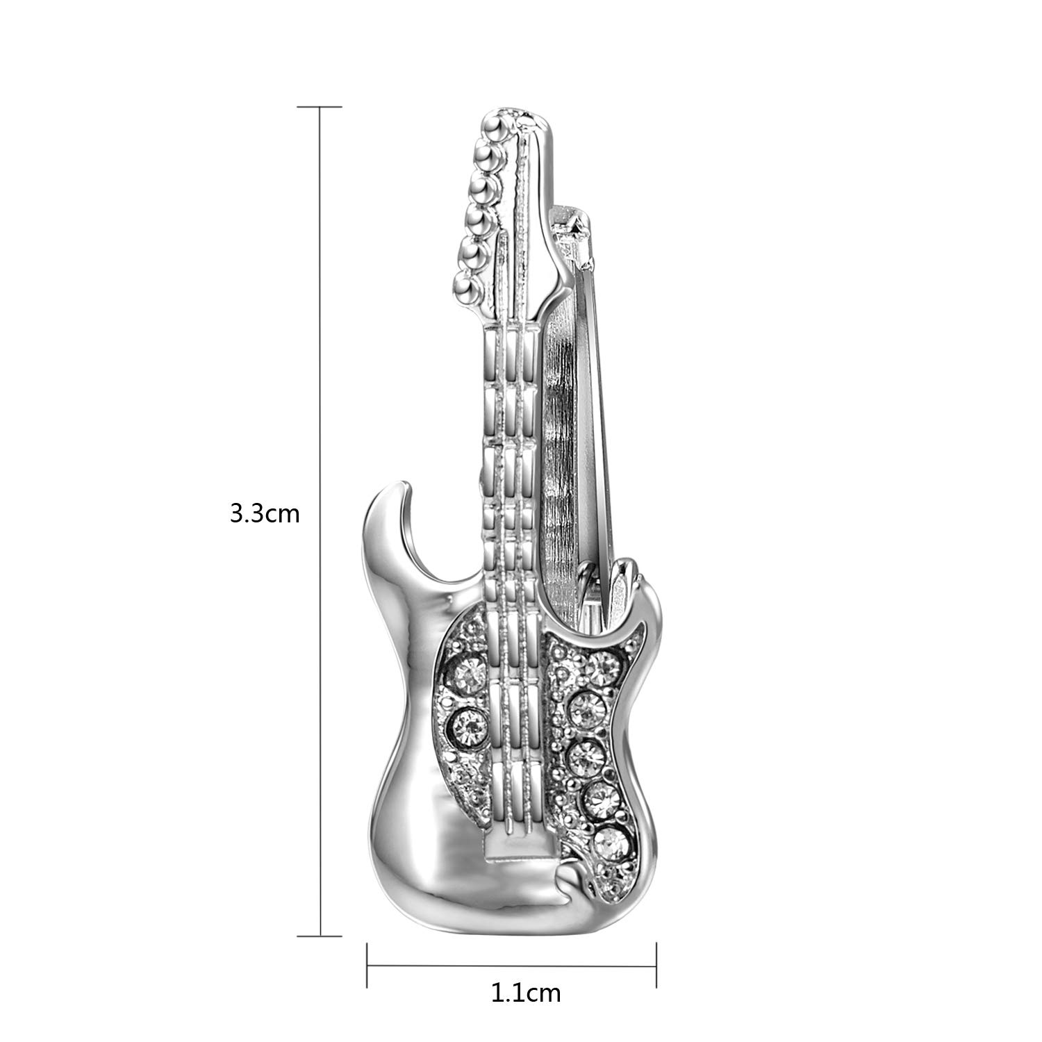 RunootPR Guitar Skinny Tie Clip for Men Unique Silver 1.3