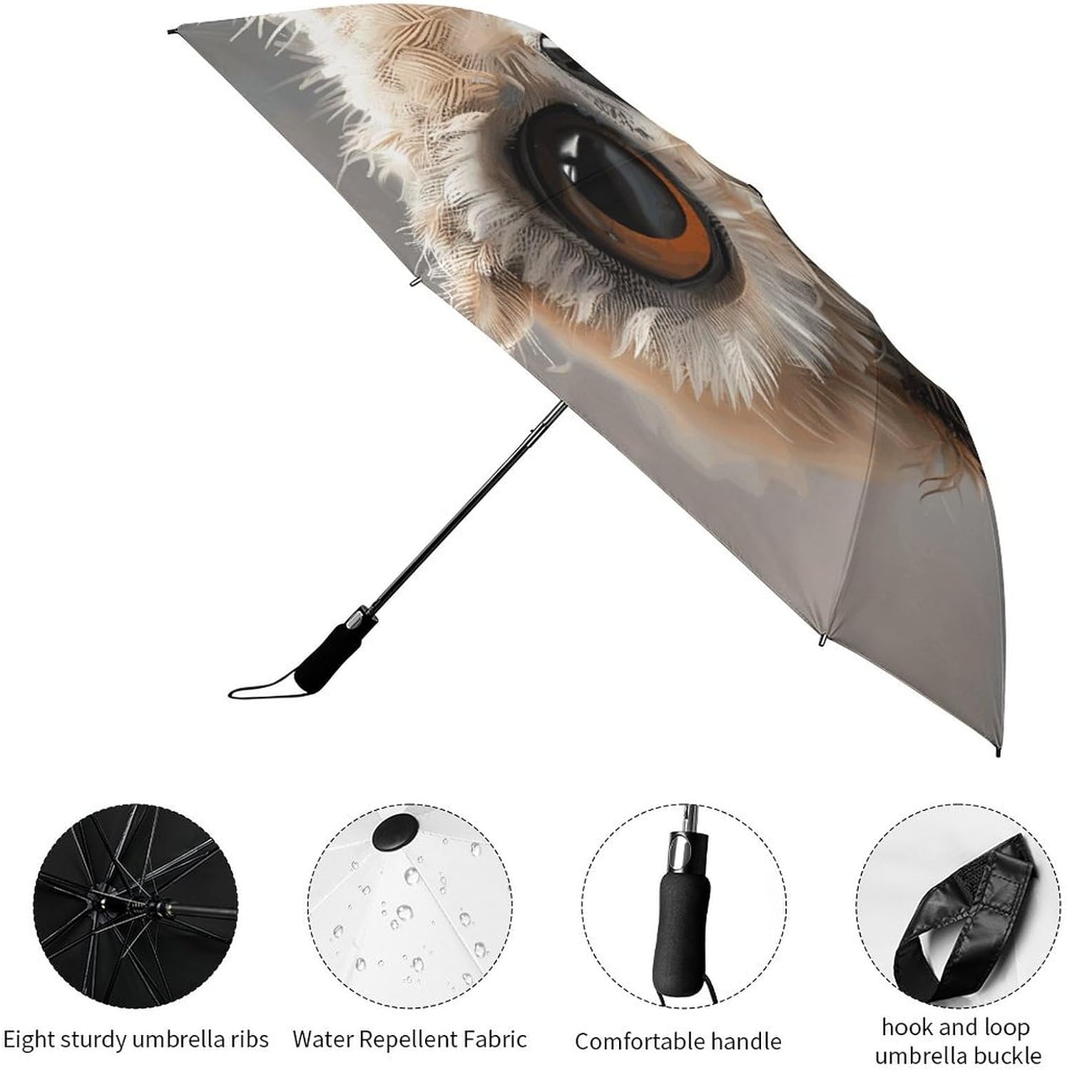 Cute Owl Golf Umbrellas-2 Fold Automatic,Windproof Umbrella with Portable,Strong,Folding Umbrella for Women Men