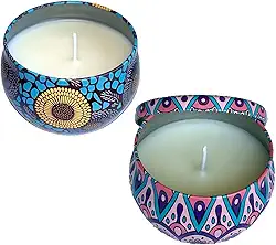 Kit com 2 Velas Aromáticas 130ml – Jasmim + Limão Siciliano – Cera de Coco, Artesanais, Latas Metálicas