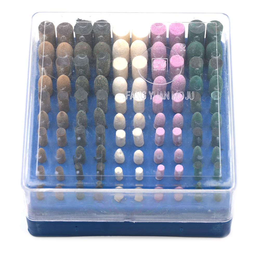 Oudtinx Polishing Grinding Wheels Wool/Sesame/Rubber/Cowhide Grinding Tools- Mixed Set 3mm Shank-100 Pieces