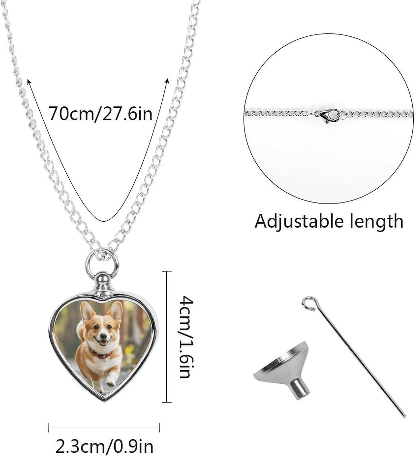 Running Corgi Cremation Heart Pet Ashes Necklace image 3