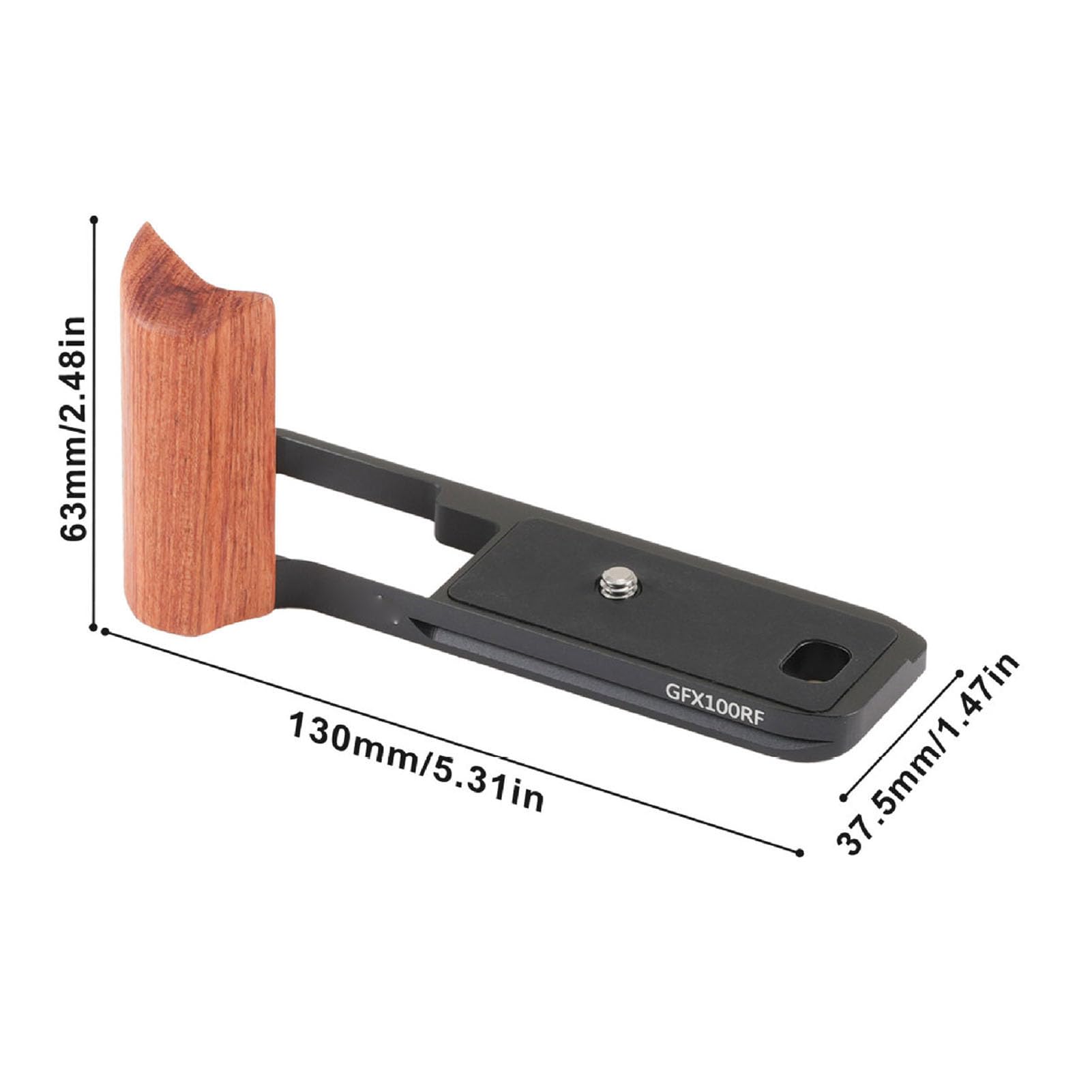 Impugnatura a L per Fotocamera per Fujifilm GFX 100RF, Grip | Maniglia laterale in legno, Piastra di base a sgancio rapido, Adatto allo stabilizzatore Arca, Facile accesso al vano