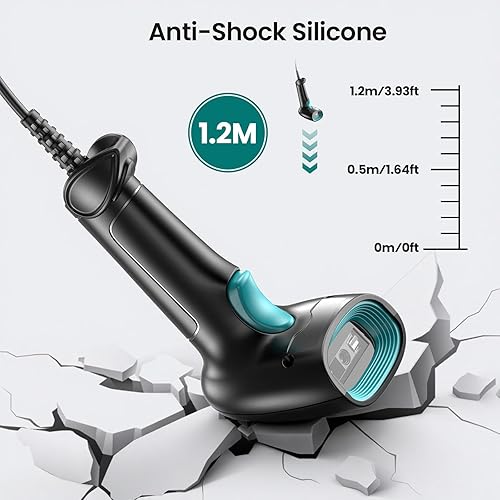 Miniatura 6 de Escáner de código de barras con soporte, escáner de código QR 2D 1D de inventario con cable USB, compatible con computadora POS MAC con escaneo