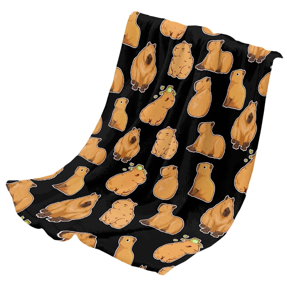 JiNks Capybara Manta Franela Manta Capybara Extra Suave Manta Sofa Manta Cama o de Sala de Estar para Sofá Pequeño sobre la Cama Manta Suave y Cálida de Felpa para Niños y Niñas 75 x 100cm