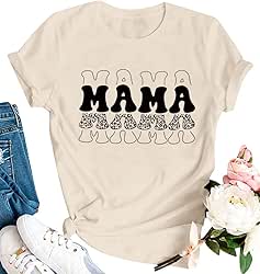 Mama Shirts for Women Tie Dye Mama Letter Printed T