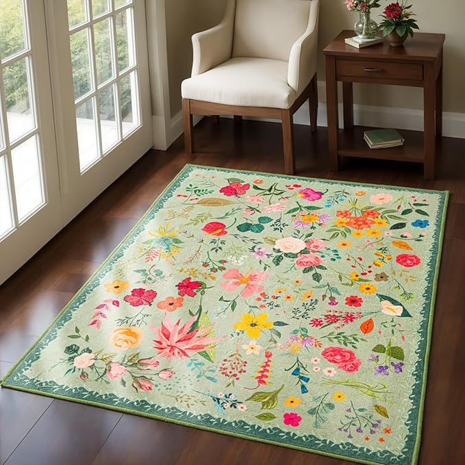 Tapis Salon Lavable Idéal pour Cuisine et Terrasse Couverte 90x150