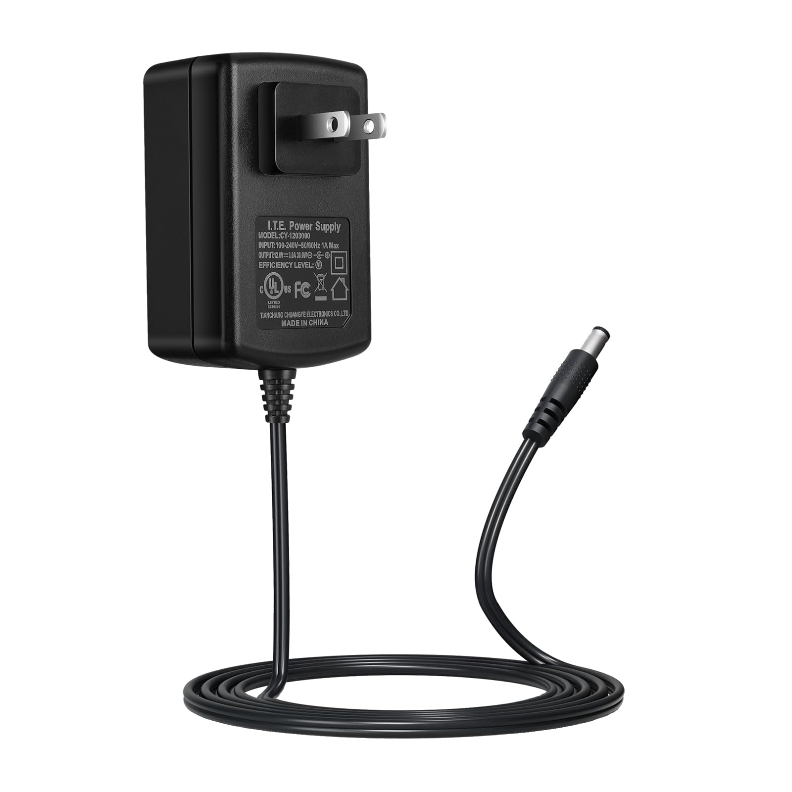 Security-01 AC to DC 12V 3A Power Supply Adapter 5.5mm x 2.1mm for CCTV Camera DVR NVR UL Listed FCC