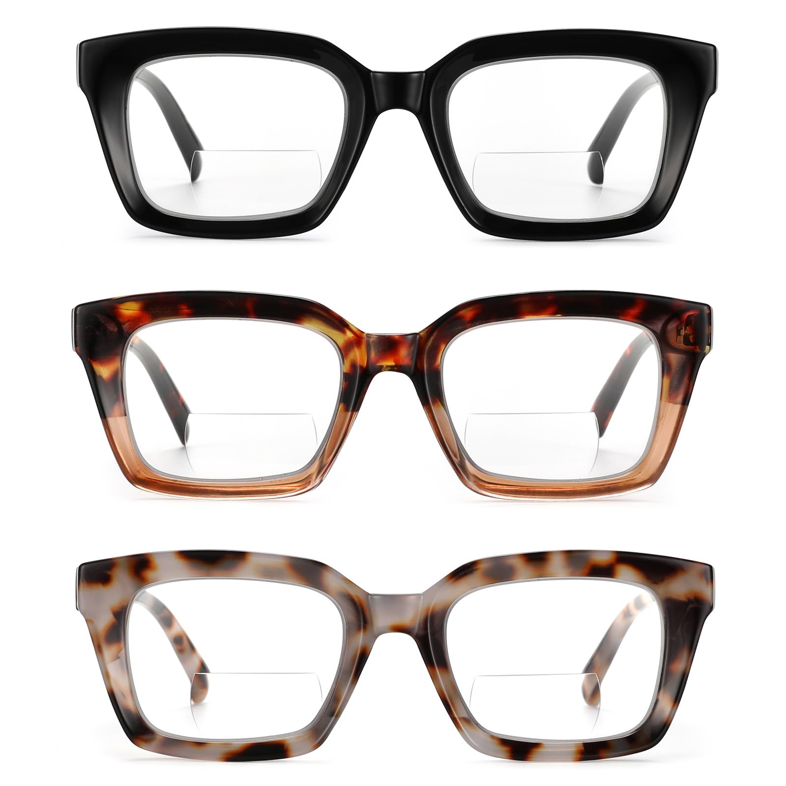 ZUVGEES 3-Pack Oversized Blue Light Blocking Reading Glasses Big Eyeglass Frames Large lens Computer Readers with Spring Hinges (Black+Leopard+Tortoiseshell,2.50) - Image 4