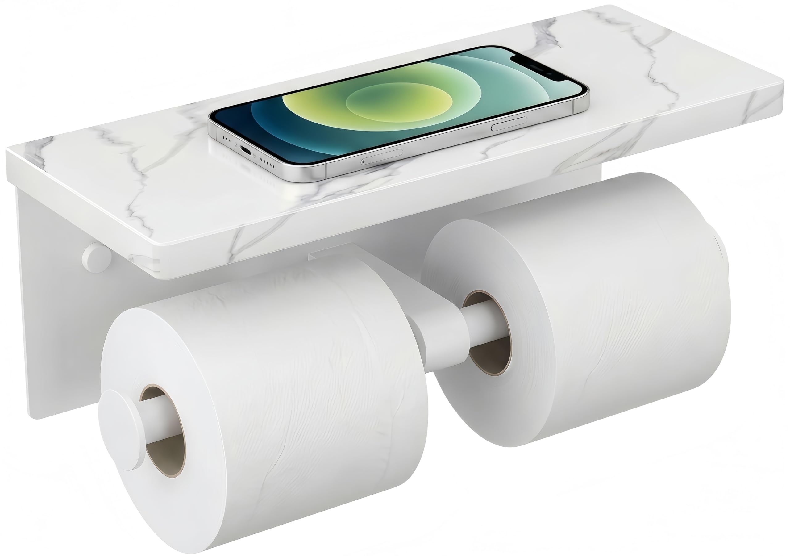 FORIOUS Toilet Paper Holder with Shelf, Natural Marble, Commercial — Amazon image 11