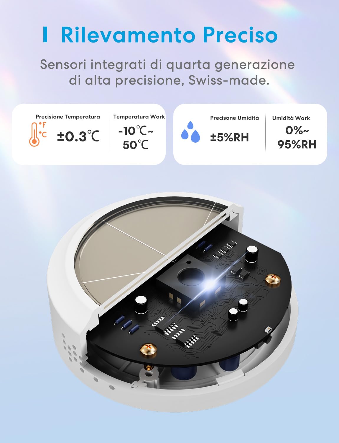 Meross WiFi Termometro Igrometro Intelligente, Richiesto Hub, App e Controllo Vocale, Supporta Avvisi e Notifiche, Compatibile Con Apple HomeKit, Alexa, Google Home e Smartthings