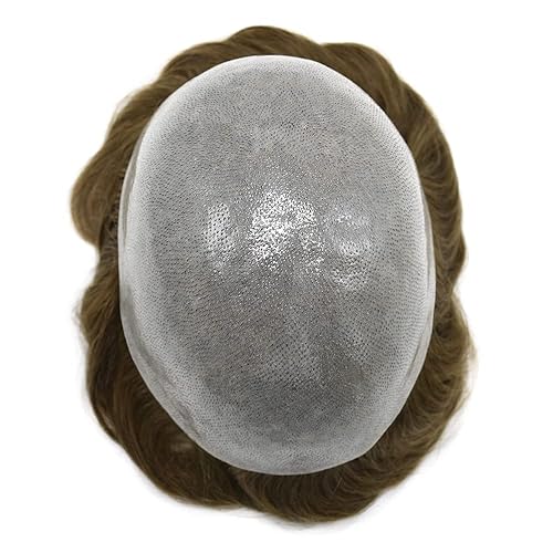 Miniatura 7 de Toupee - Pieza de cabello humano real para hombres, sistema de reemplazo de cabello de piel de polietileno para hombres, piezas de cabello V-loop