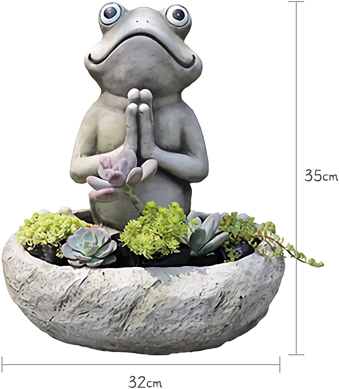 Medytująca joga żaba statuetka ogrodowa, żaba sukulenty doniczka na kwiaty na zewnątrz zen ogród sztuka figurki ogród dekoracja rzemiosło