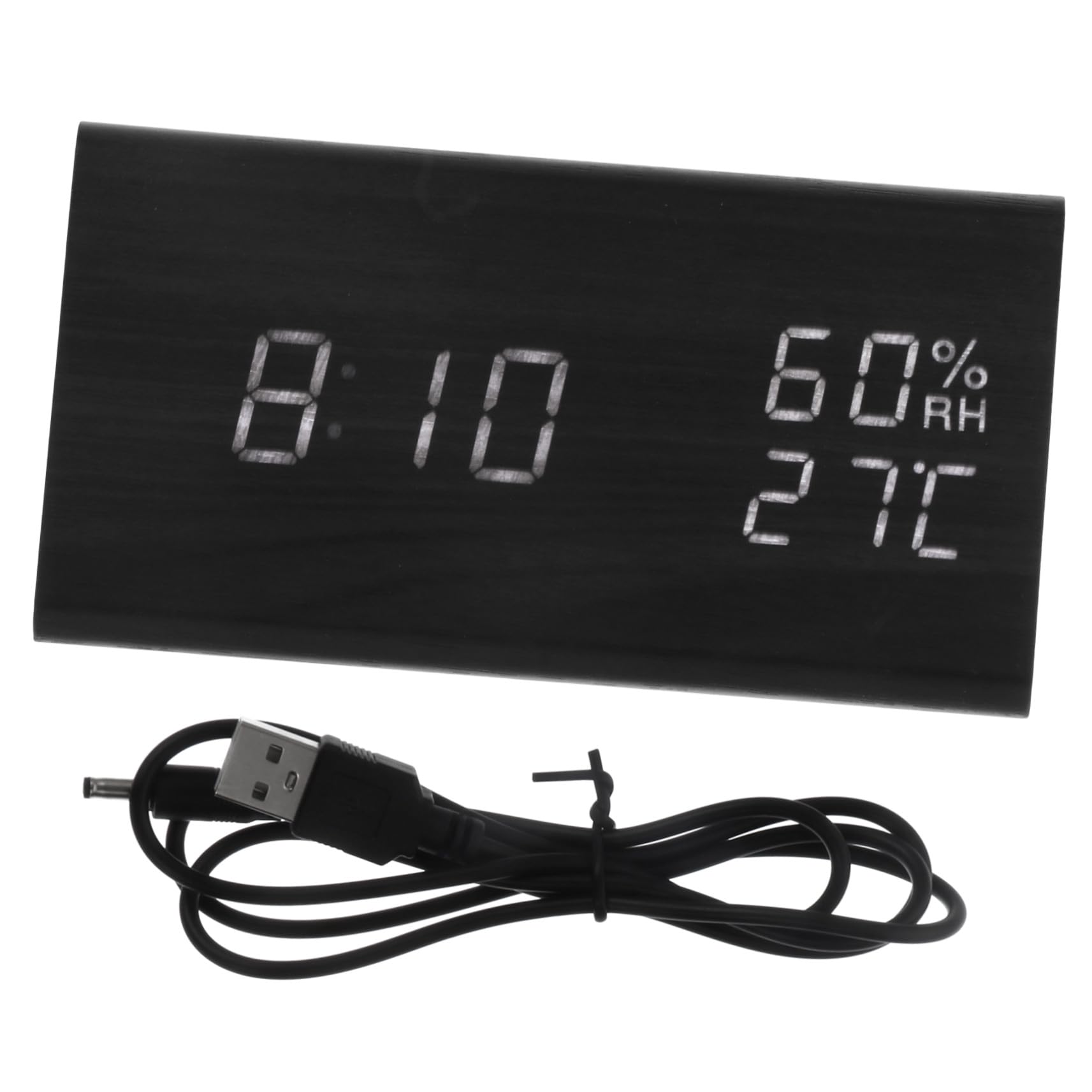 Reloj Despertador LED de Madera con Control por Sonido Pantalla Digital de Temperatura y Humedad Temporizador Múltiple para Mesita de Noche y Cocina