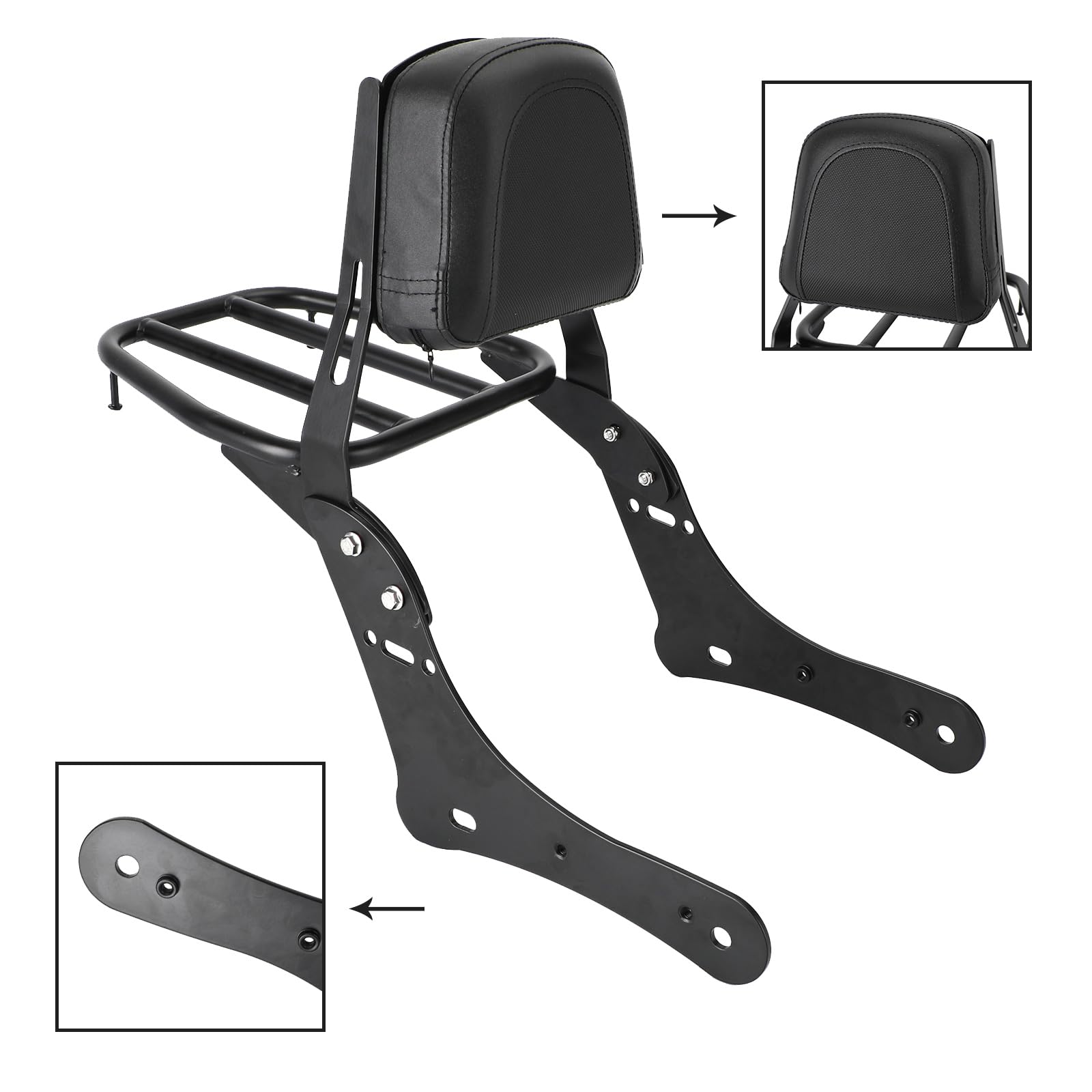 Sissy Bar Backrest with Luggage Rack Adatto per Kawasaki Vulcan S 650 VN650 2015-2017