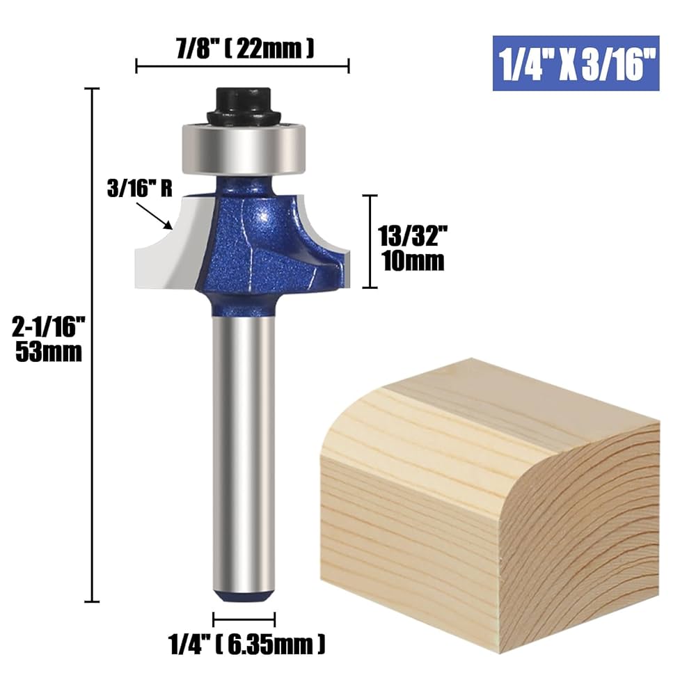 Router Bit Set Corner Rounding Edge Forming Roundover Beading Router B