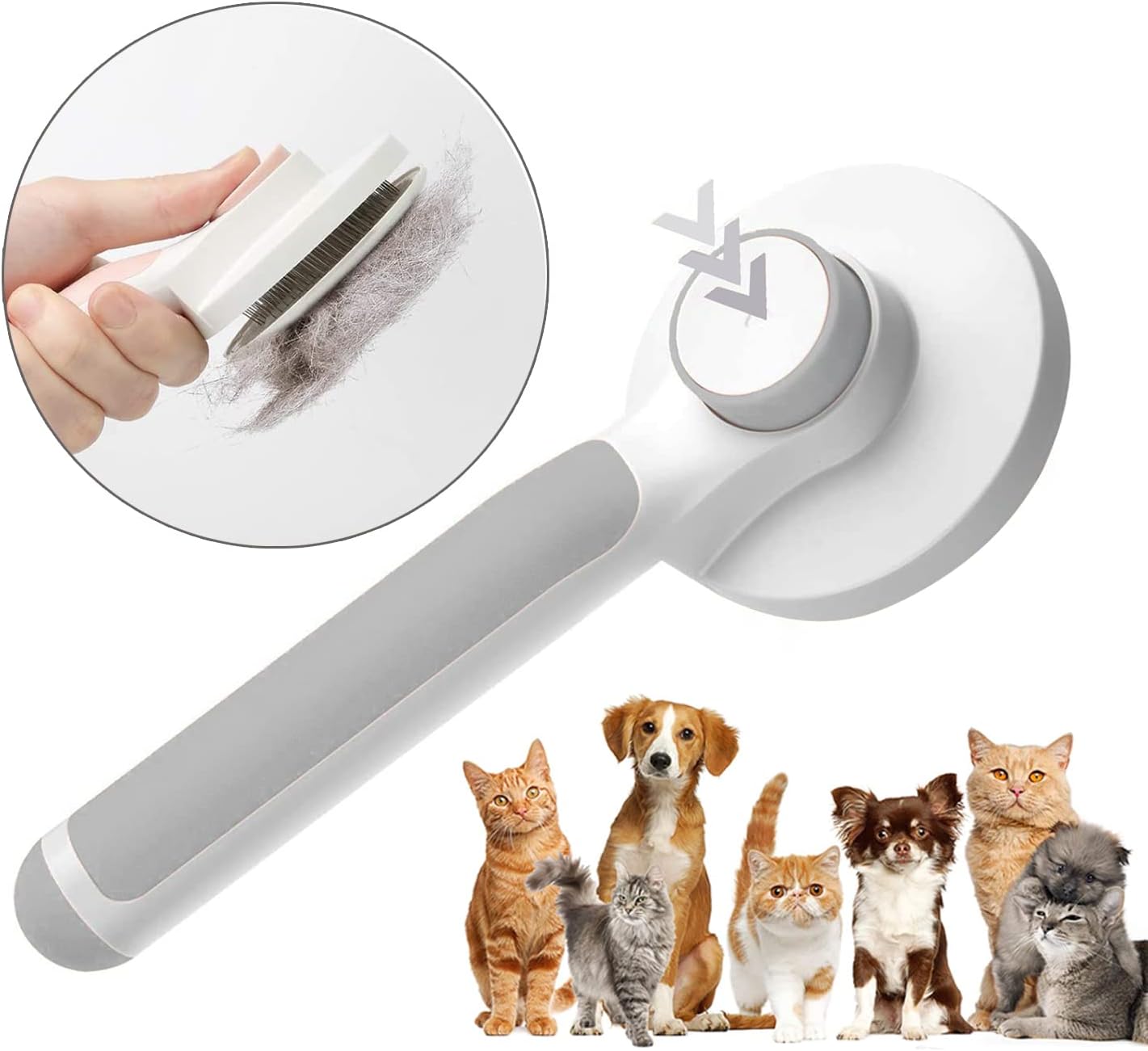 Dog Grooming Brush in Dog Bed,Pets Self Cleaning Slicker Brush,Tangled