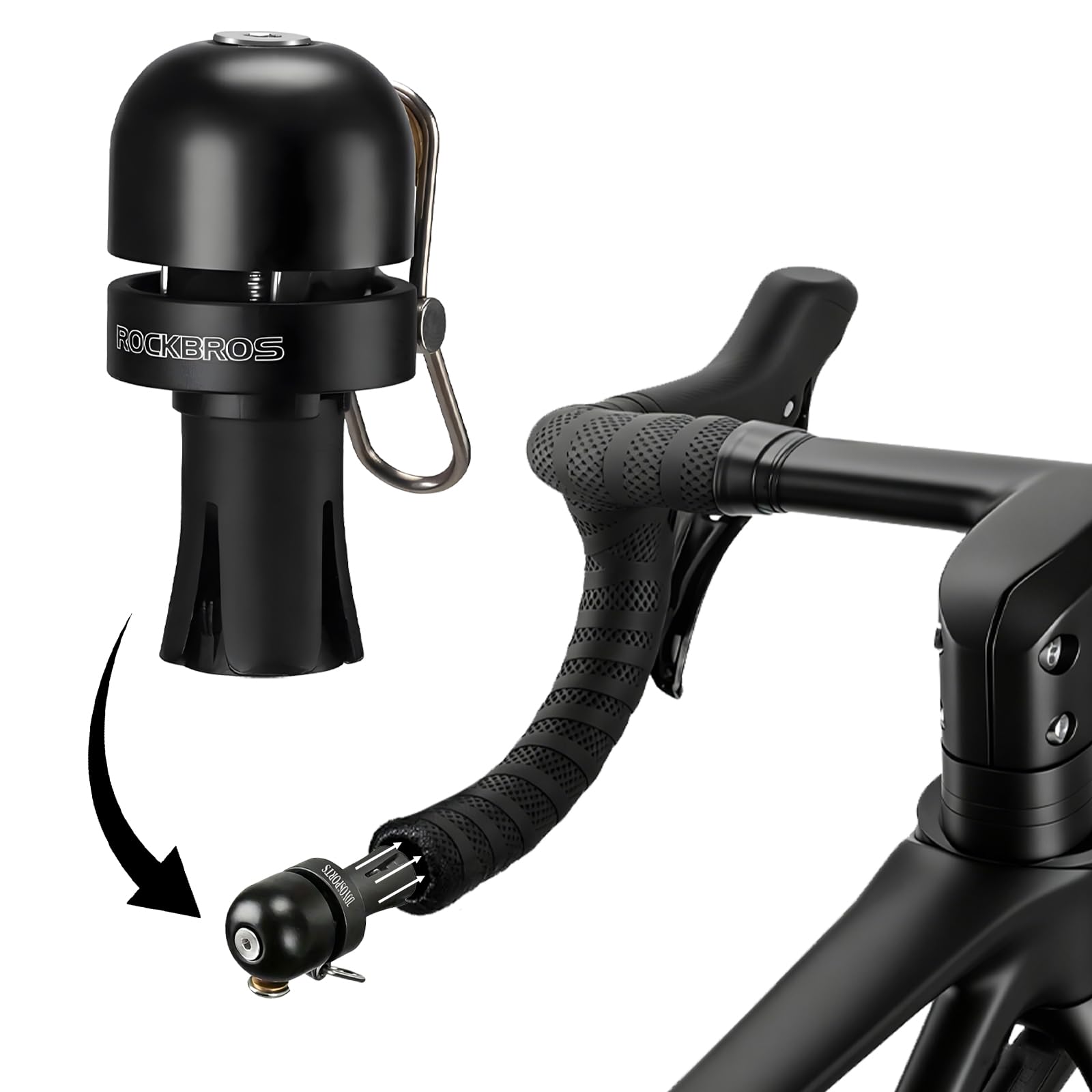 Quixotical Bike Bell Bar End Plug, 100dB Loud Bicycle Bell for Bike, Copper Alloy Waterproof Cycle Bell for Adult Road Bike, MTB & Scooter, Fits 18-25mm Handlebars, Bike Accessories for Men & Kids