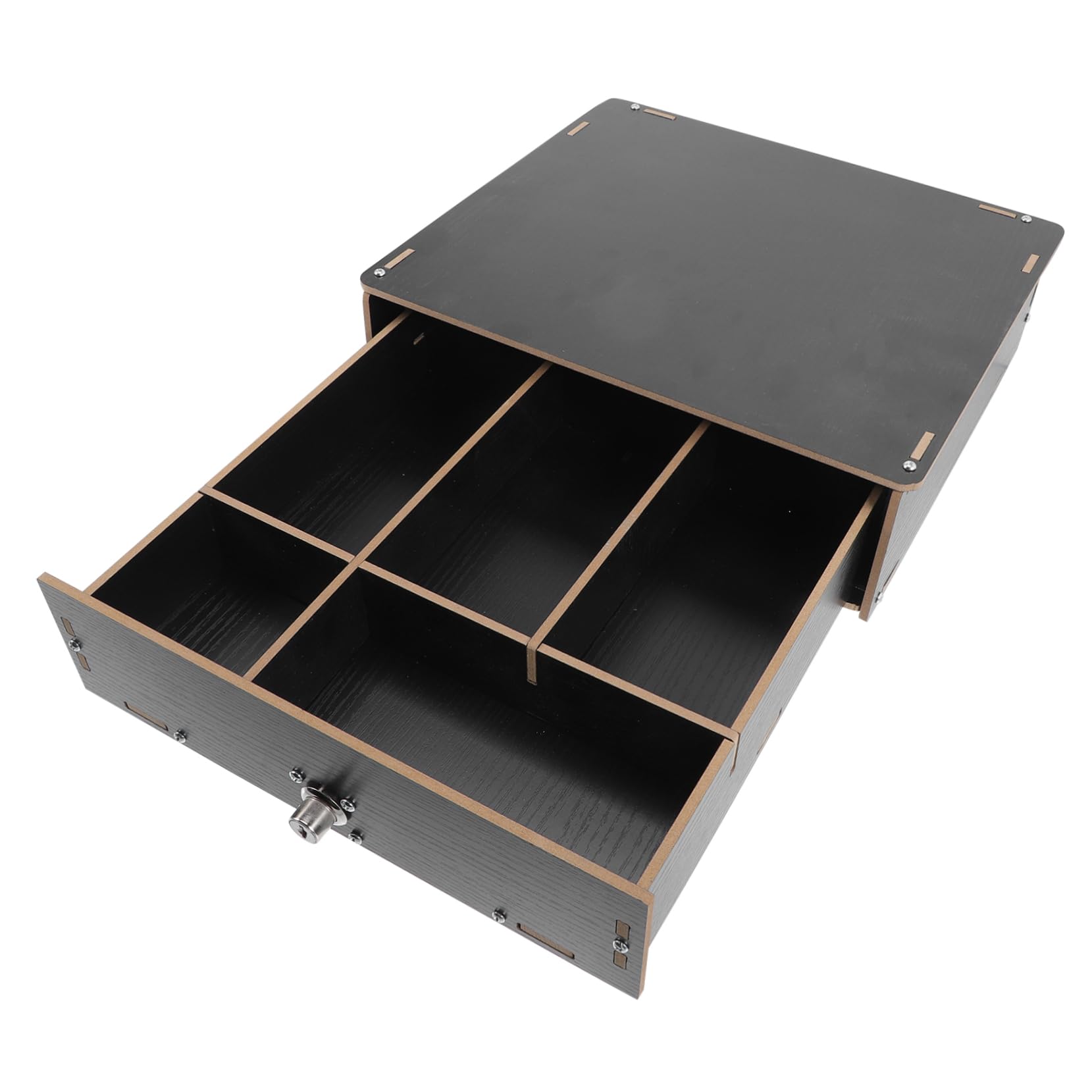 Schwarze Holz Münzbox für Kleingeld mit Mehreren Fächern und Clips zur Sicheren Aufbewahrung für Einzelhandel und Geschäfte