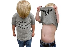 MODNTOGA Baby Boy Ask me about Moo Moo Brown Cow Dino Shirt