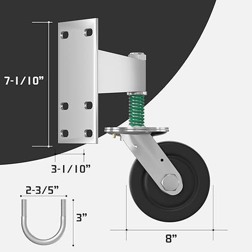 Miniatura 5 de Uscaster Rueda de puerta con capacidad de 1650 libras para columpio de tubo de metal y puertas de madera, rueda de nailon resistente de 8 pulgadas,