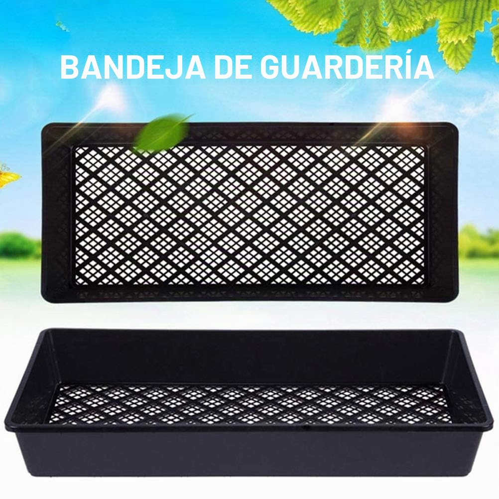 Bandejas de cultivo de plantas, 2 bandejas de inicio de propagación para plantas con agujeros de drenaje, parte inferior de malla para germinación de plantas