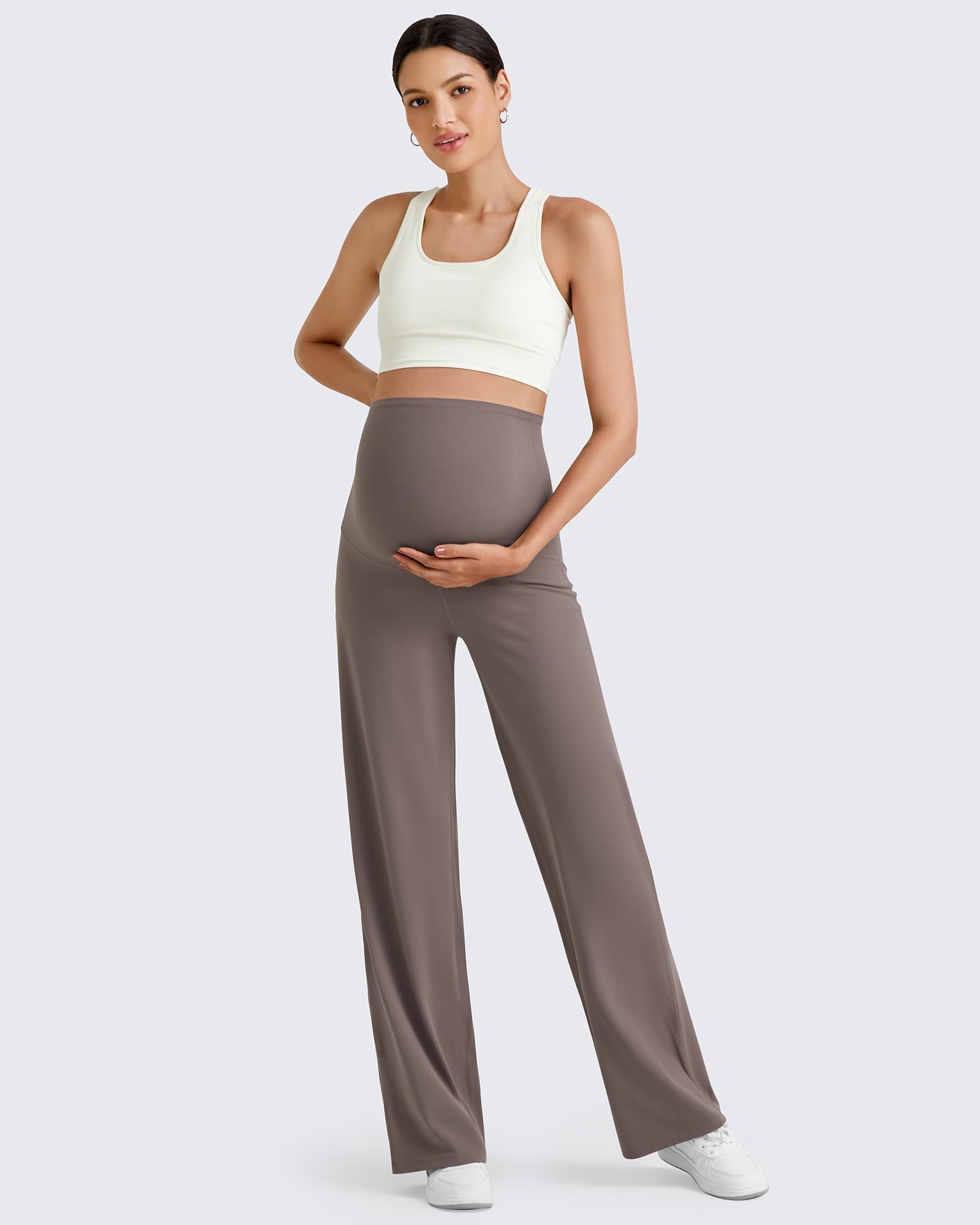 G4Free BareFeel Pantalon de yoga extensible sur le ventre pour femme enceinte | Couverture anti-chocs, jambes larges, mélange de lycra, extrêmement doux, toucher semblable à la peau