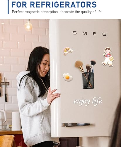 Miniatura 5 de QYH Soporte magnético para bolígrafo, paquete de 4 unidades, organizador de casilleros para lápices para la escuela y la oficina, color negro