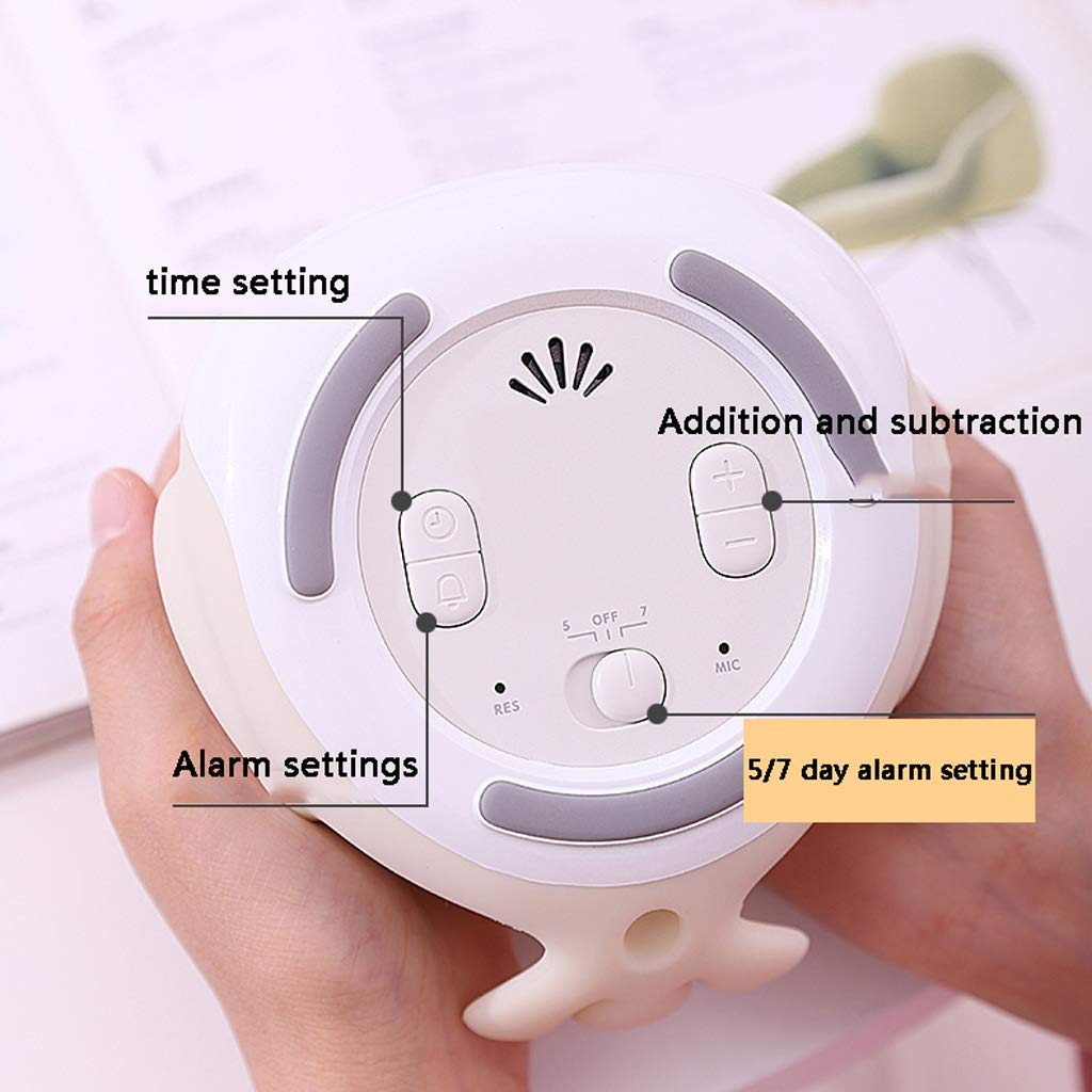 Luz De La Noche Con El Reloj De Alarma/Termómetro Función, Niños De La Lámpara De Noche, Lámpara Del Ojo De Silicona Suave, Las Luces Del Sueño Del Bebé, Recargable