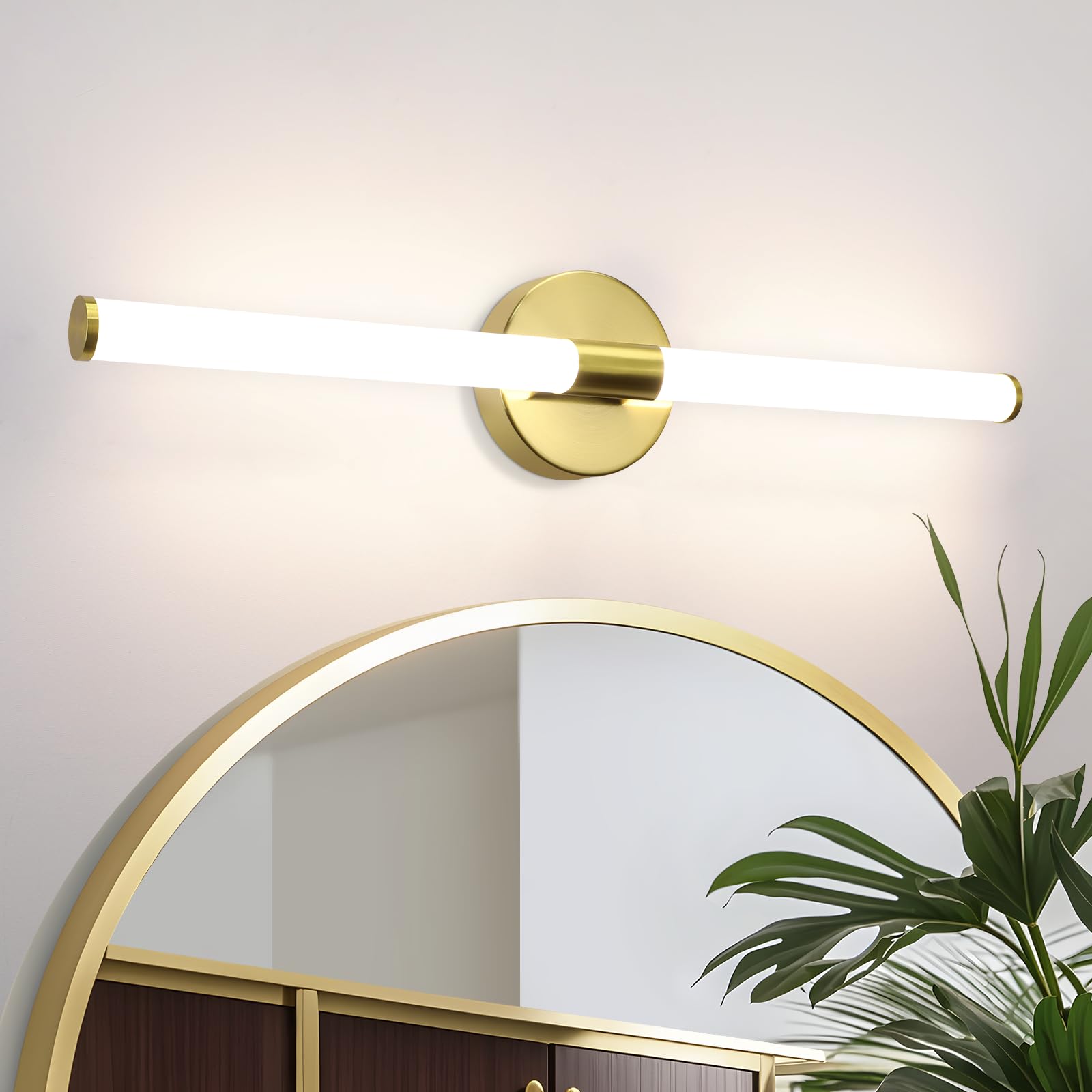 Homefire Lampada da specchio a LED Luce per specchio da bagno da 60CM | Applique da bagno dorata da 8W impermeabile IP44 bianco neutro 4000K per del corridoio