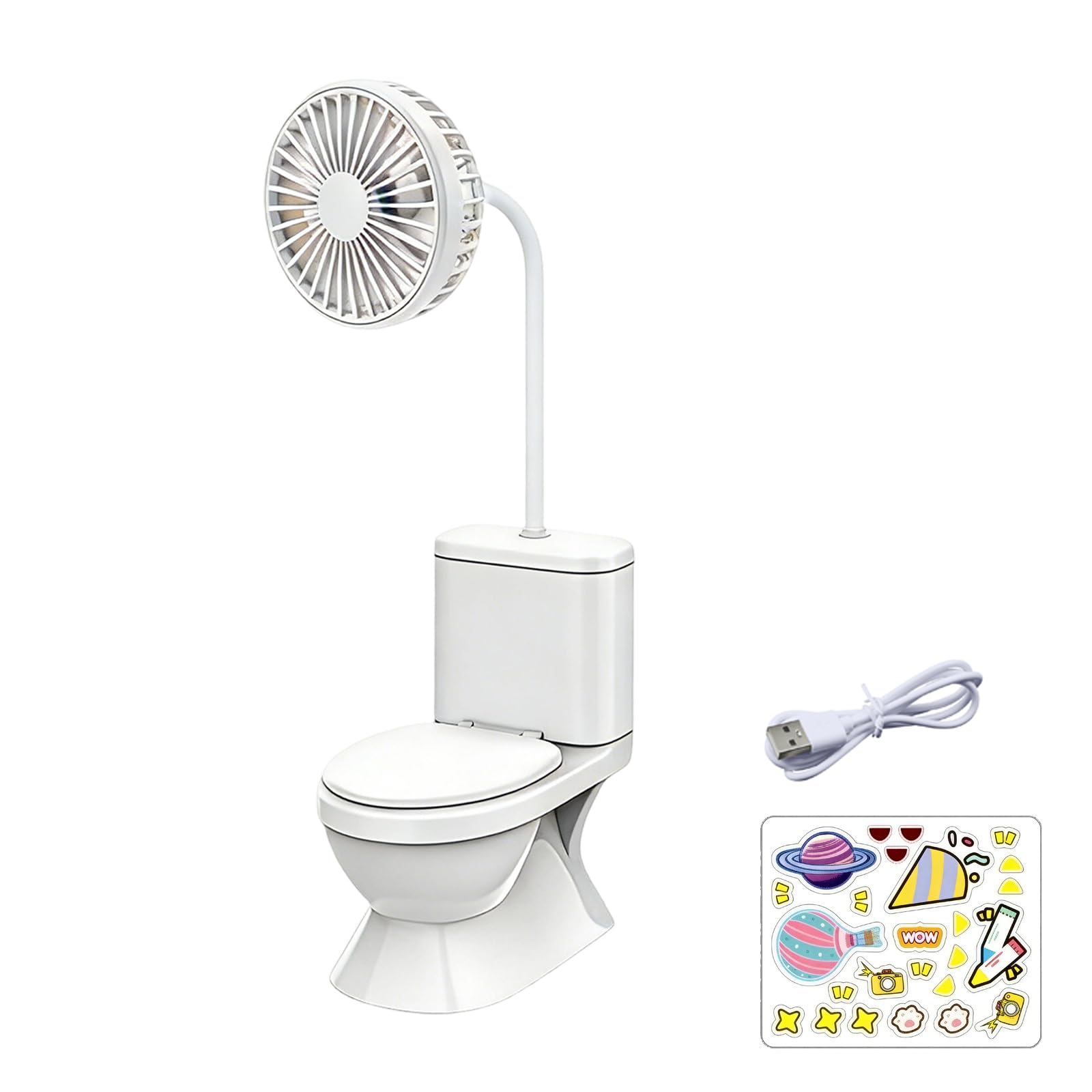 Hsyzygian Noise Toilet Shape Cooling Fan Quiet Operate Light Weight USB Rechargeable Desk Fan for Home Offices Gift USB Rechargeable Desk