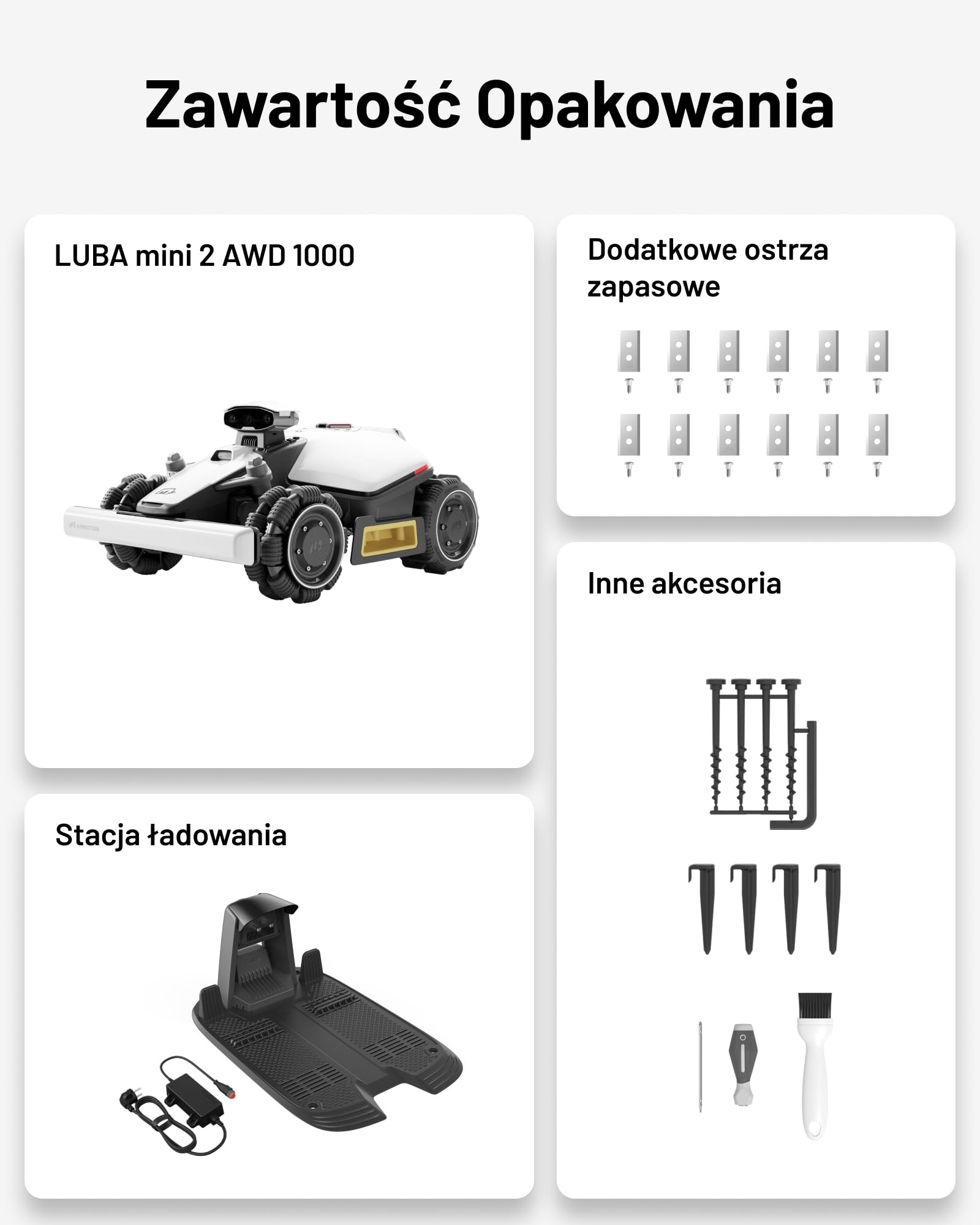 MAMMOTION LUBA mini 2 AWD 1000 Robot koszący bez przewodu obwodowego na 1000 m², Wizja AI z trzema kamerami & Pozycjonowanie NetRTK, Auto-Mapowanie, DropMow 80% Nachylenia, Zarządzanie 10 Strefami